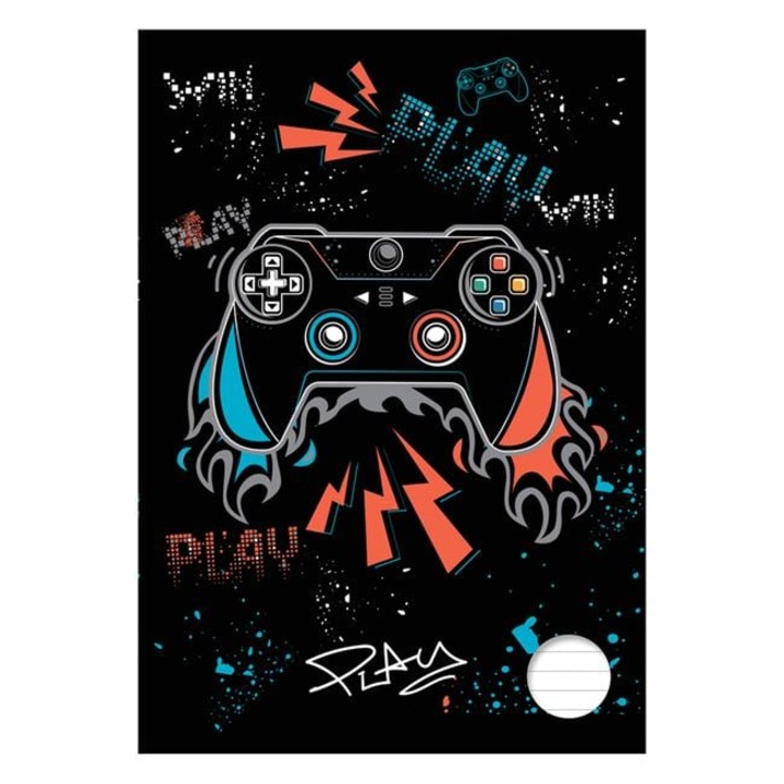 Caiet Studentesc A4 Dictando 60 File, Coperta Neagra “Game” – Rechizita Premium ANTBRO® pentru Gaming, Scoala, Tema si Notite Cool