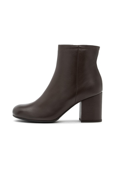 RYŁKO, Botine de piele cu toc masiv, Maro inchis