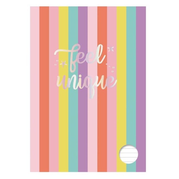 Ученическа тетрадка Antbro A4 с редове, 60 листа, корица с цветни ивици, модерен дизайн