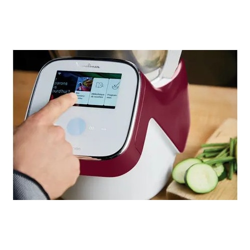 Moulinex HF9345 I-Companion Touch XL multifunctionele keukenmachine, 1550 W, 3L, 30 tot 150 °C, 14 automatische programma's, 5 accessoires, persoonlijke recepten via app, touchscreen, roze. Ja/wit