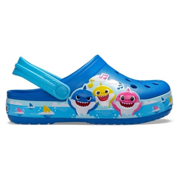 Saboti Crocs Fun Lab Baby Shark Band Clog - US Albastru - Bright Cobalt, Alb