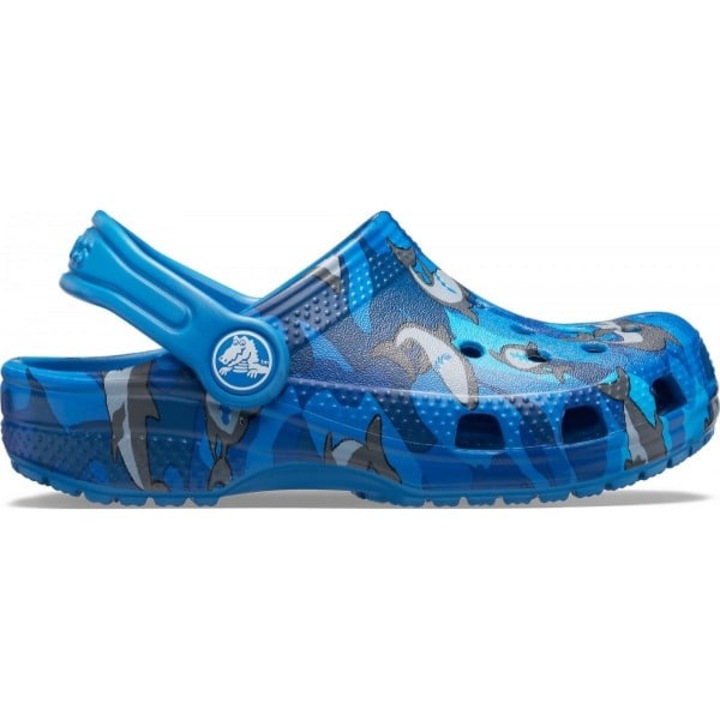 Saboti Crocs Classic Shark Clog PS - US Albastru - Prep Blue, Alb, 19-20 EU