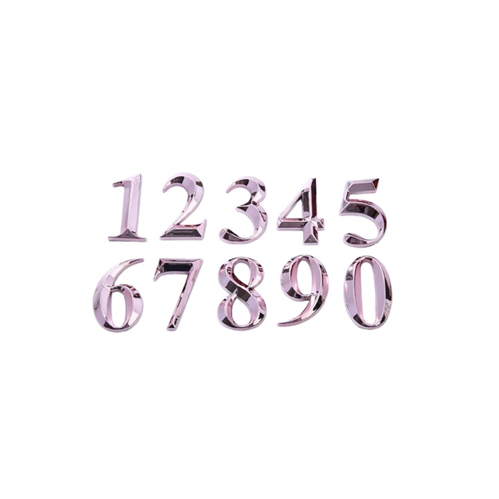 Házszám 0-9 ABS-ből, 3D, 5cm magas, ajtószámokhoz, postaládákhoz, apartmanokhoz, szállodákhoz, irodákhoz, szobákhoz, udvarokhoz, kávézókhoz, Rose Gold