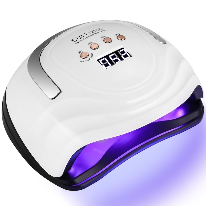 Lampa Profesionala Unghii UV LED 380w, Lampa Profesionala 81 Leduri UV, Cu 4 temporizatoare 10s/30s/60s/99s, Cu afisaj LCD, Pentru Manichiura Salon, Casa, Uscare extreme speed, Alb
