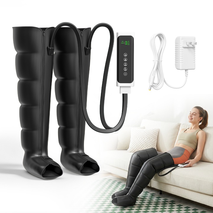 VARON lábmasszírozó készülék, nyirokelengető készülék, Magas nyomású masszázs, Alkalmas lábra/borjúra/combra, 3 Masszázsmód, 3 Masszázs intenzitás, Izom regeneráló masszázs