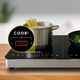 Индукционен котлон COOK-IT, 3500 W, 2 зони, 10 нива на мощност, 60–240°C, таймер 180 мин, сензорно управление, заключване за деца, автоматично разпознаване на тенджера, компактен, сребрист