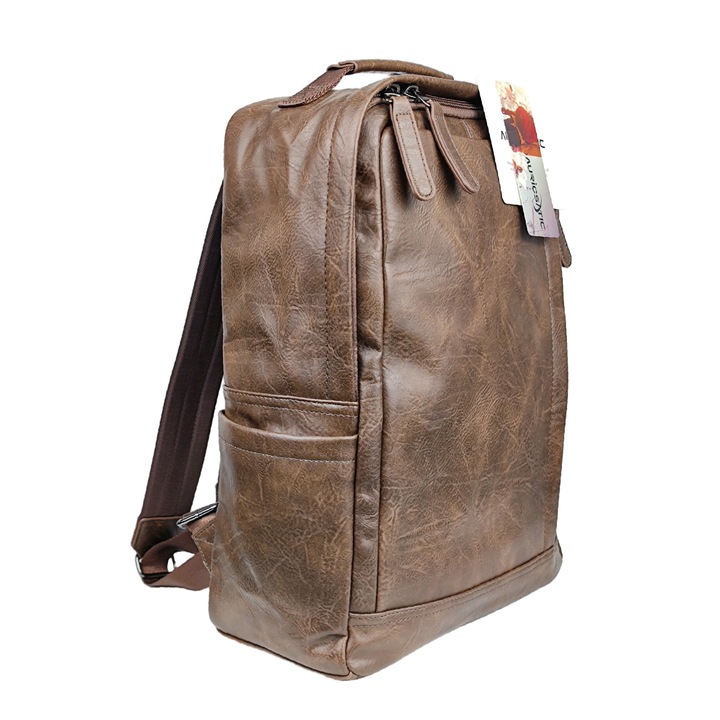 Ретро раница AuriCsatic, ултра-фибър, кафява, 41x32x16см, 20л