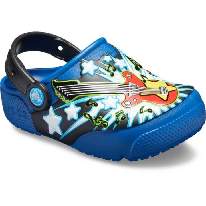 Saboti Crocs Fun Lab Guitar Lights Clog - US Albastru - Blue Jean, Alb