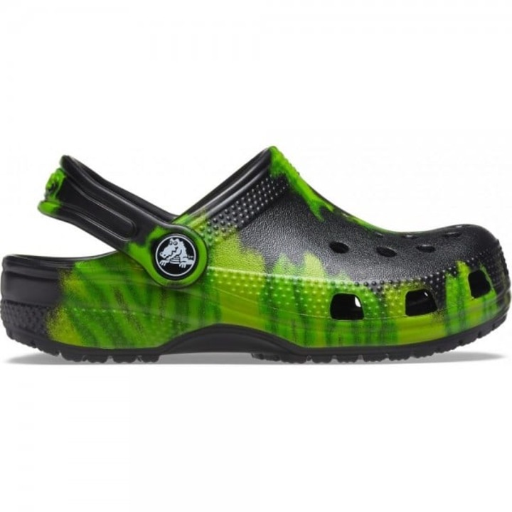 Saboti Crocs Kids' Classic Tie-Dye Graphic Clog - US Negru - Black/Lime Punch, Negru, 19-20 EU