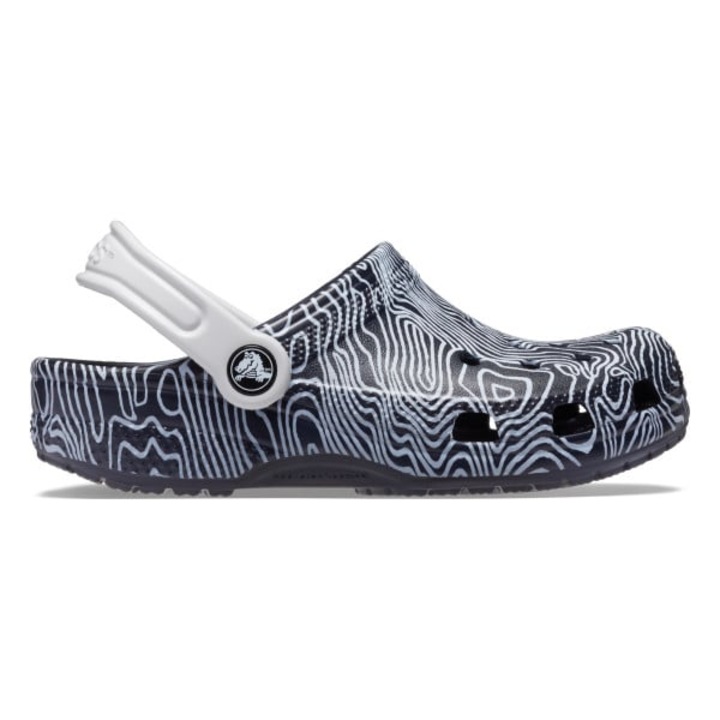 Saboti Crocs Classic Topographic Clog Kids - US Albastru - Deep Navy/Multi, Alb