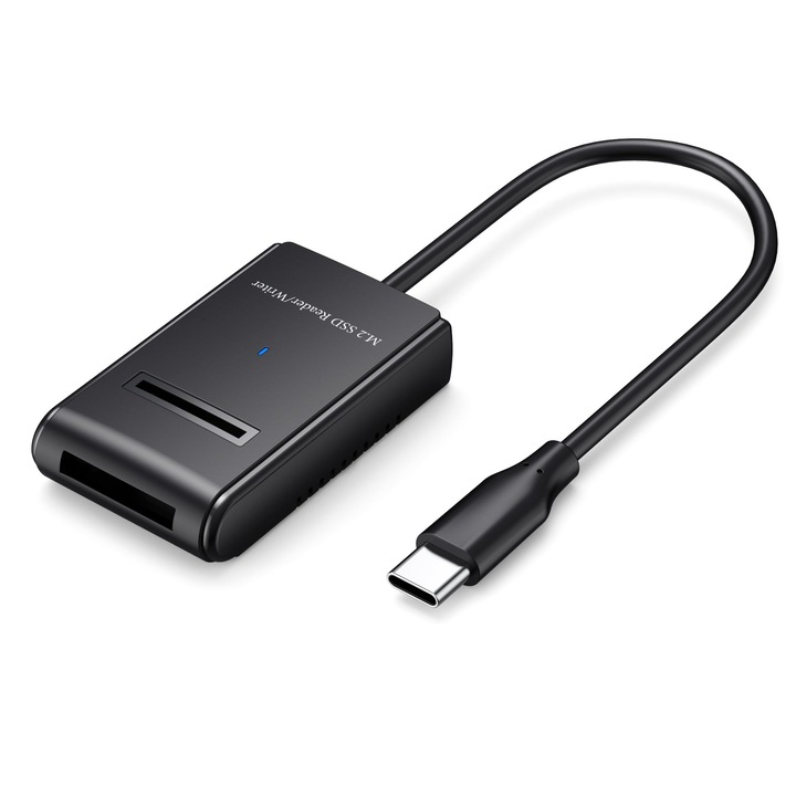 Adaptor profesional M.2 NVMe SATA, USB C, Plug and Play, citire rapida, Suport pentru dimensiuni de unitati 2230 2242 2260 2280, OUYLAF, negru