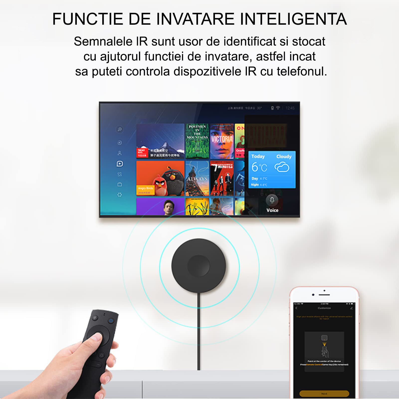 Smart Tech Telecomanda Telecomanda smart, 2.4G WiFi, IR, casa inteligenta, control vocal ...