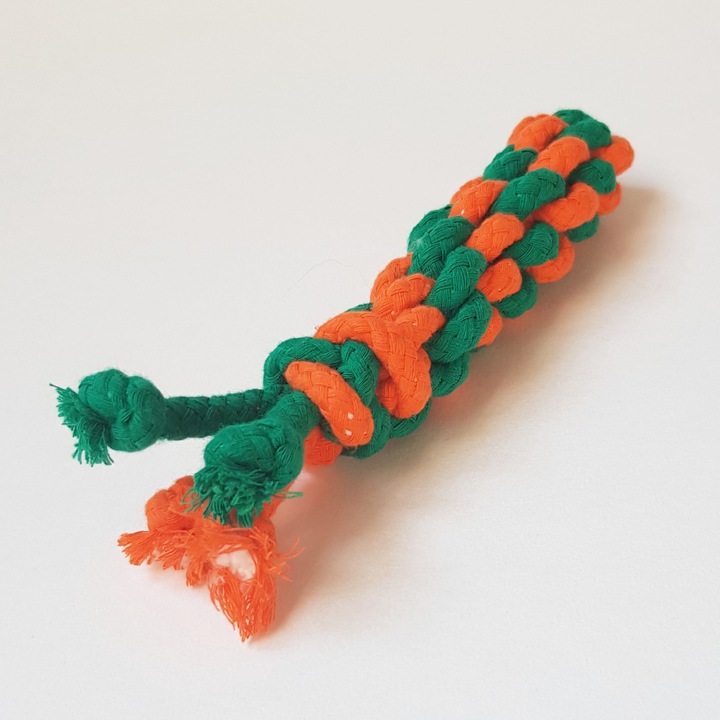 Kukorica játék kutyáknak, Szőrös, Kézzel Készített, Zsinóros, Narancssárga Zölddel, 17 cm