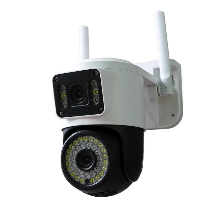 Camera de supraveghere IP 2 EYES VIEW 2 ECRANE in acelasi timp 5.0MPX rotire 360 ​​​​de grade vedere pe timp de noapte