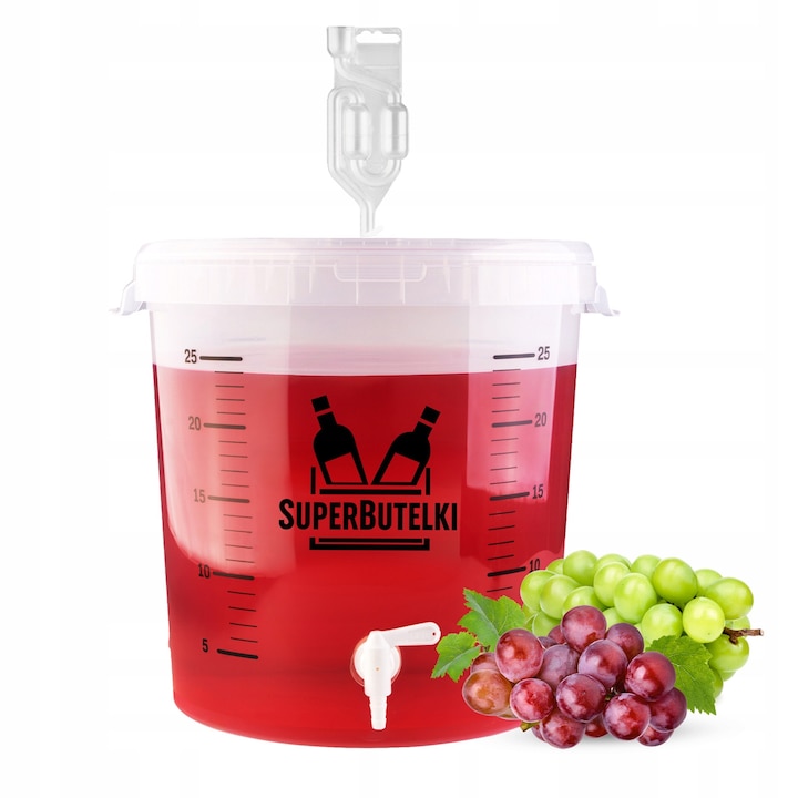 Butoi De Fermentare, Superbutelki, Transparent, Cu Scara, Capac, Barbotor Si Robinet, Set Complet Pentru Fermentatia Vinului Si Berii, Permite Monitorizare Usoara Si Transvazare Fara Riscul De Oxidare, 30 L