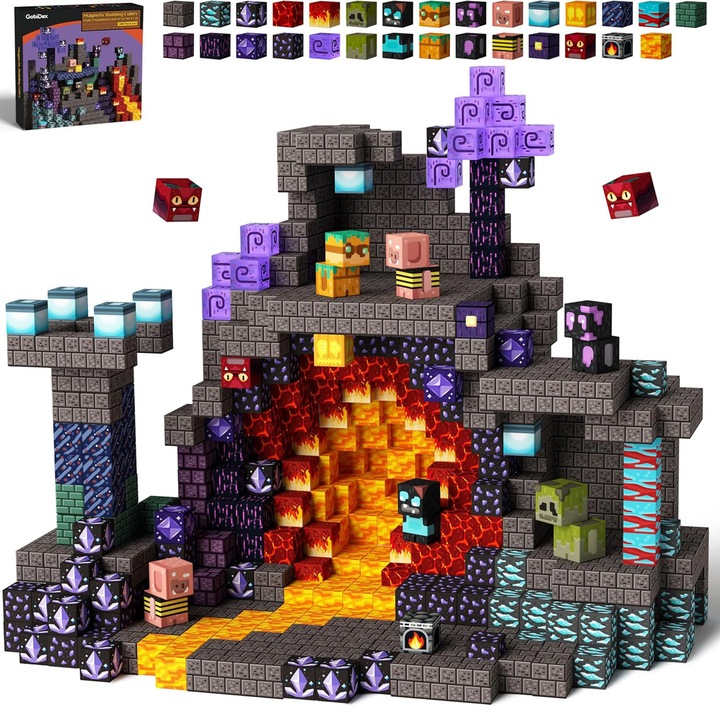 Комплект за конструиране Croloutoy, 100 магнитни блока, подземно приключение, 3 години