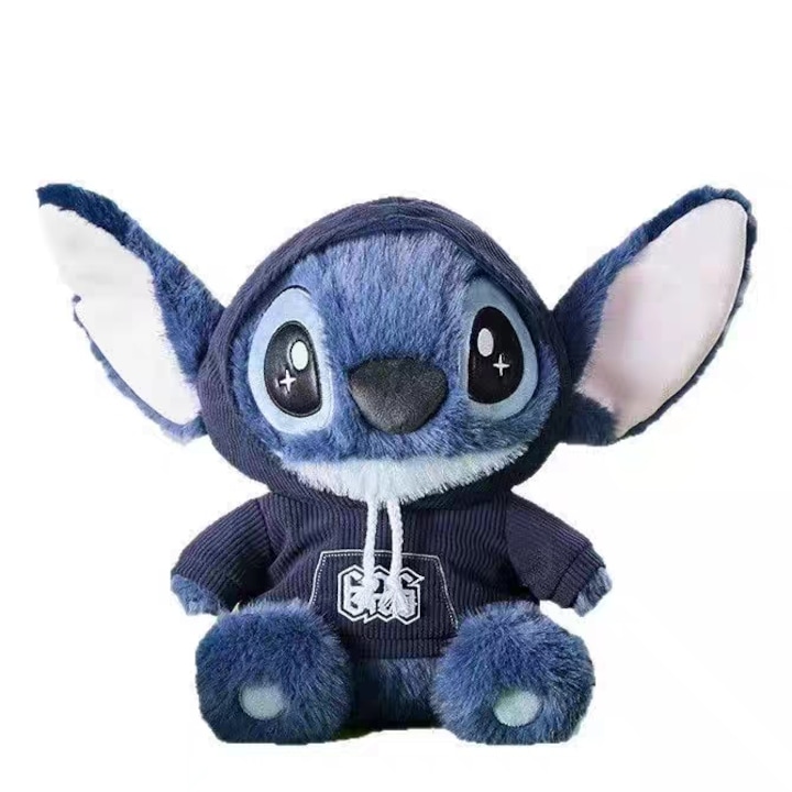 Jucarie de plus terapeutica, AjieQaQ®, personaj Disney Lilo & Stitch, albastru, 30 cm, blana hipoalergenica premium, umplutura din fibre hollow, spalabil in masina, companion somn pentru copii, cadou colector pentru admiratori Stitch