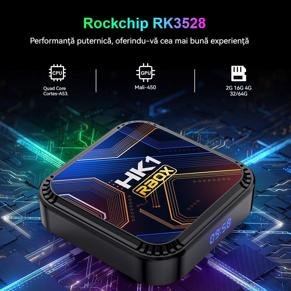 Smart TV Box Android 13, 2025 Media player HK1 RBOX 16GB, RK3528 Quad ...