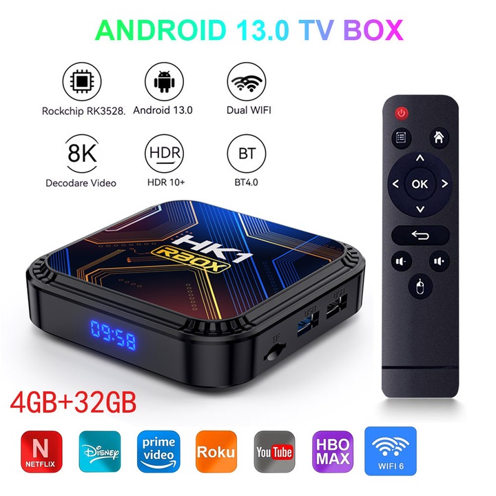 Smart TV Box Android 13, 2025 тв бокс android HK1 RBOX RK3528 8K HDR10 WIFI6 Android TV Box 2.4G/5G WIFI