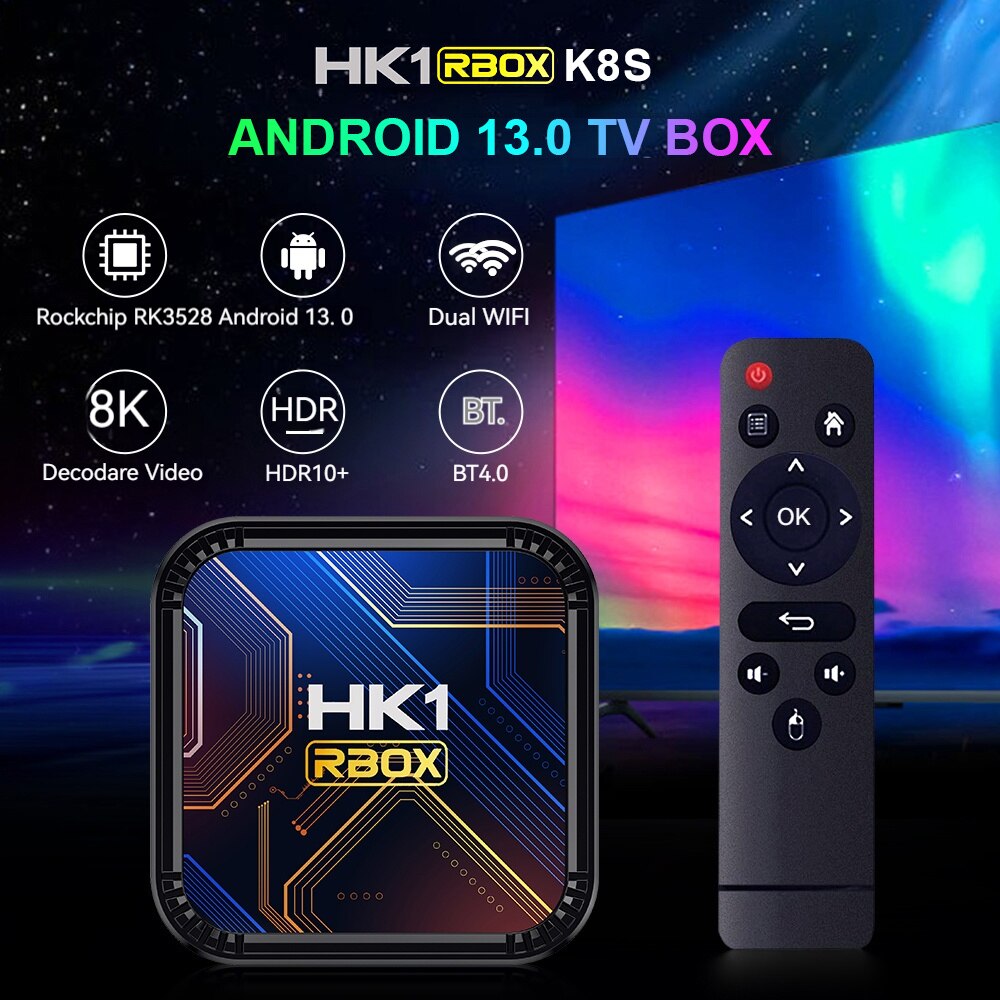 Smart TV Box Android 13, 2025 Media player HK1 RBOX 16GB, RK3528 Quad ...