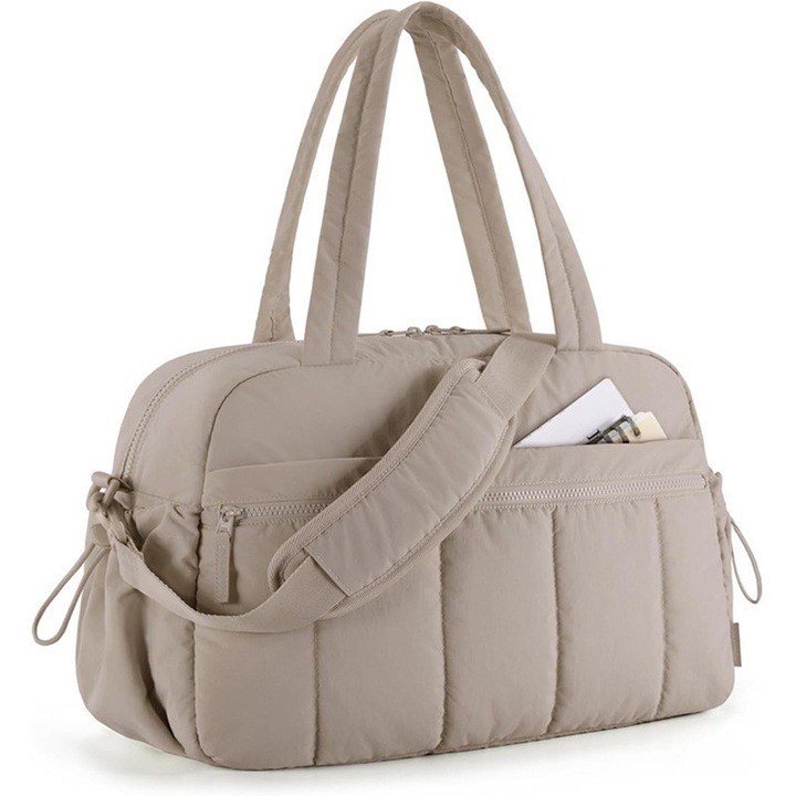 Geanta de Voiaj 25L Pentru Femei, Usoara si Pliabila - Compartiment Organizat cu Separator Uscat/Umid - Esther Beauty® - Nailon Rezistent - 42x30x19 cm, Kaki