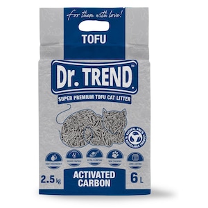 Asternut igienic Dr.Trend Premium pentru pisici, Tofu - Active Carbon, 6L/2.5kg