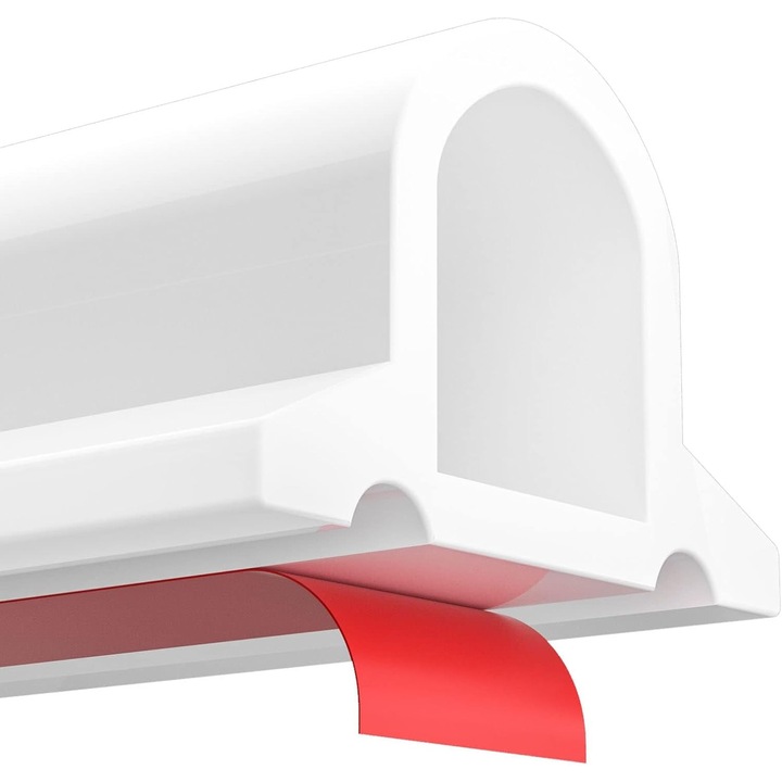 Праг за душ Excitat, Самозалепващ се, Сгъваем, За баня или кухня, Двойнозалепваща лента, Прозрачен уплътнител, Дължина 200 см, Силикон, Бял