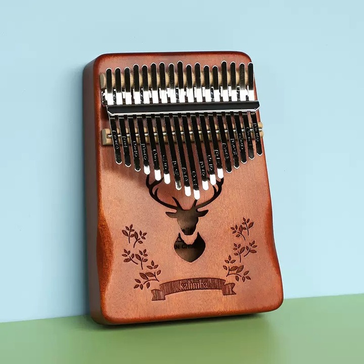 Kalimba 21 note, instrument muzical din lemn și metal, pentru începători, dimensiuni compacte
