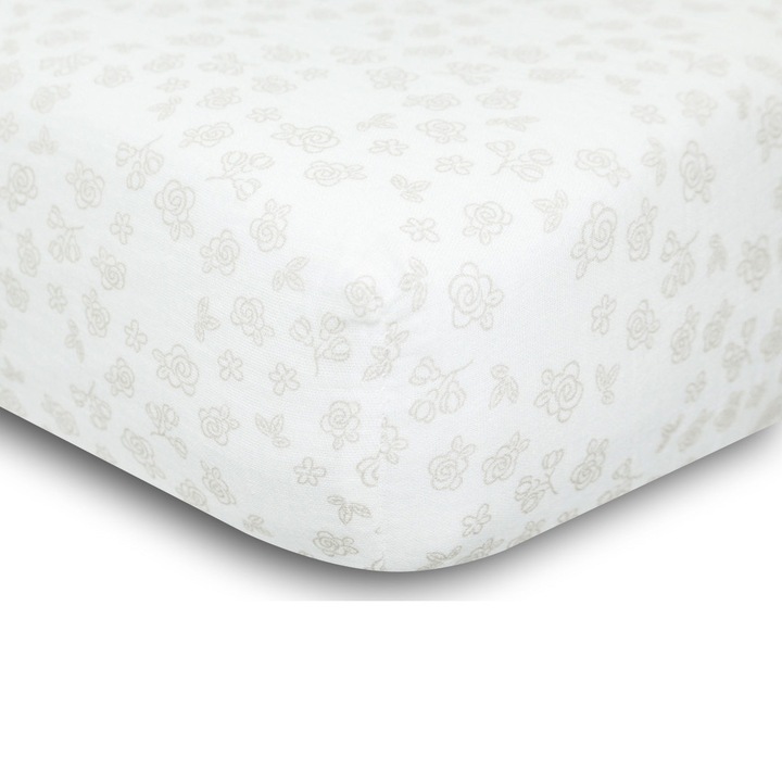 Cearceaf muslina cu elastic BabyMatex 60x120cm, 100% bumbac, certificat Oeko Tex, pentru saltele de pana la 10cm