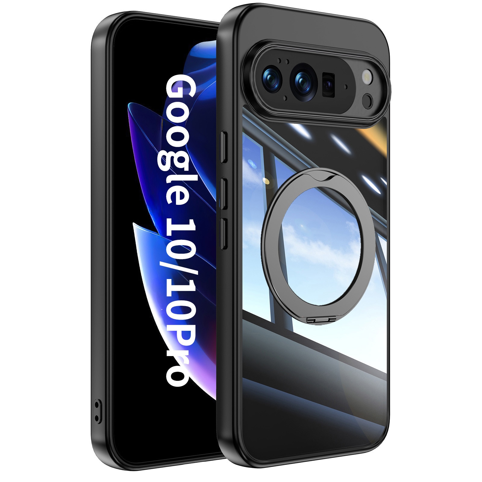 Husa pentru telefon, compatibila cu Google Pixel 10/10 Pro, suport pentru incarcare wireless, Negru