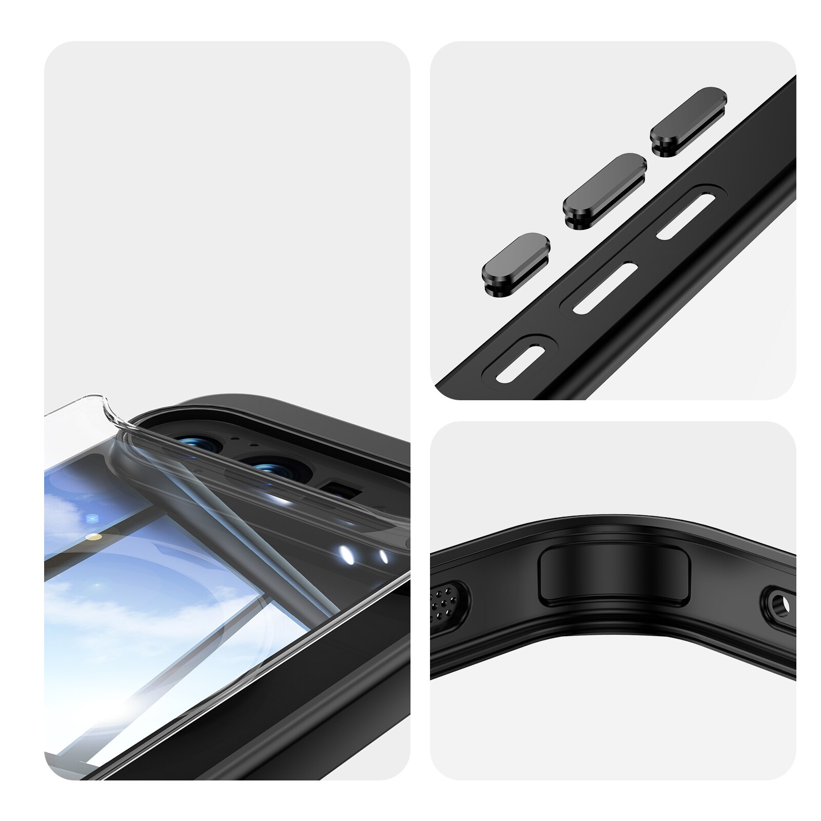 Husa pentru telefon, compatibila cu Google Pixel 10/10 Pro, suport pentru incarcare wireless, Negru