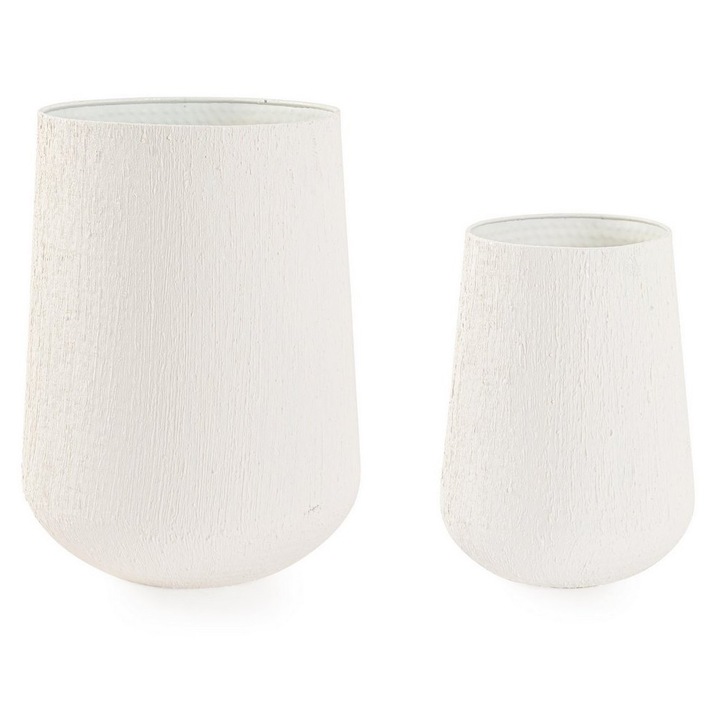 Set 2 ghivece flori metal bej Kenar Ø28x51h; ø41x67,5h