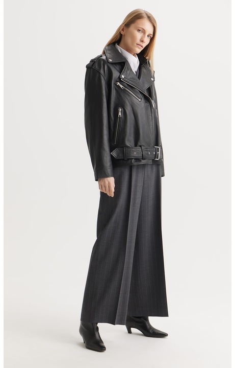 Geaca de motociclist, VISTULA, piele, culoare neagra, pentru femei