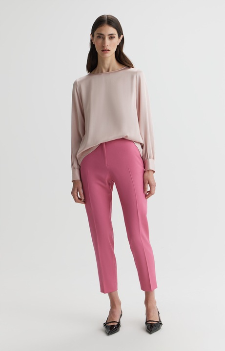 Pantaloni VISTULA, roz, lana, slim fit, buzunare, Roz