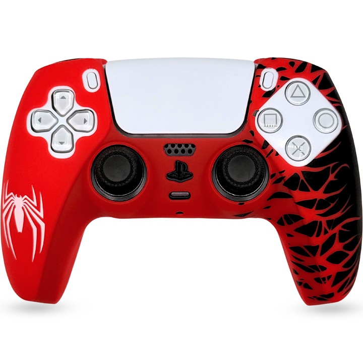 Husa pentru controller PlayStation 5, silicon antiderapant impotriva mizeriei si a transpiratiei, skin controler PS5 - Spider-Man