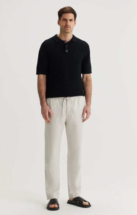 Pantaloni barbati VISTULA chino bej, regular fit, elastici, bumbac si in, W34-L32 US