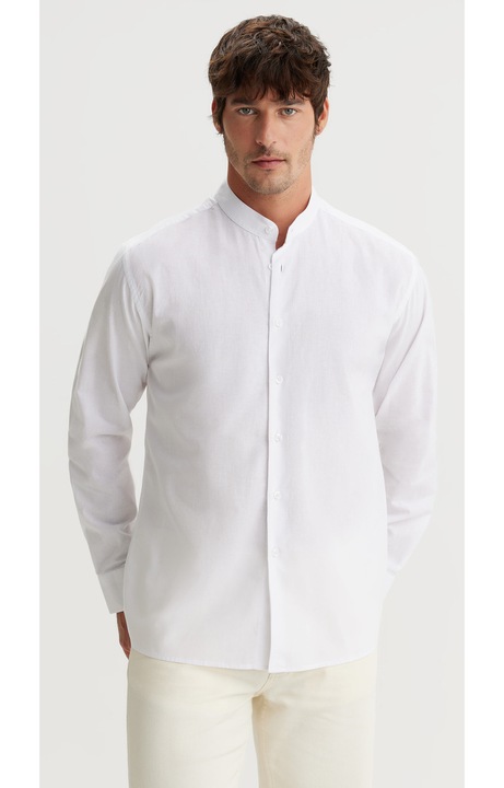 Camasa barbati, VISTULA, slim-fit, guler ridicat, alb, bumbac, 2XL INTL