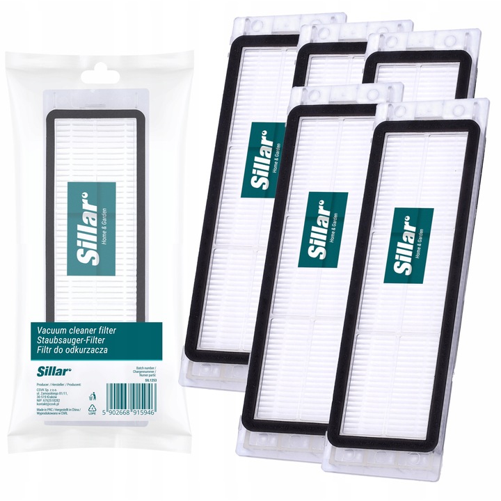 Set 5 filtre pentru aspiratorae, HEPA, compatibil cu Xiaomi Robot, Mi Roborock S5 MAX, S6 MAXV, S50, S5, S51, S55, S6, S6 Pure, E4, E5, inlocuiri SDLW04RR 8.02.0058