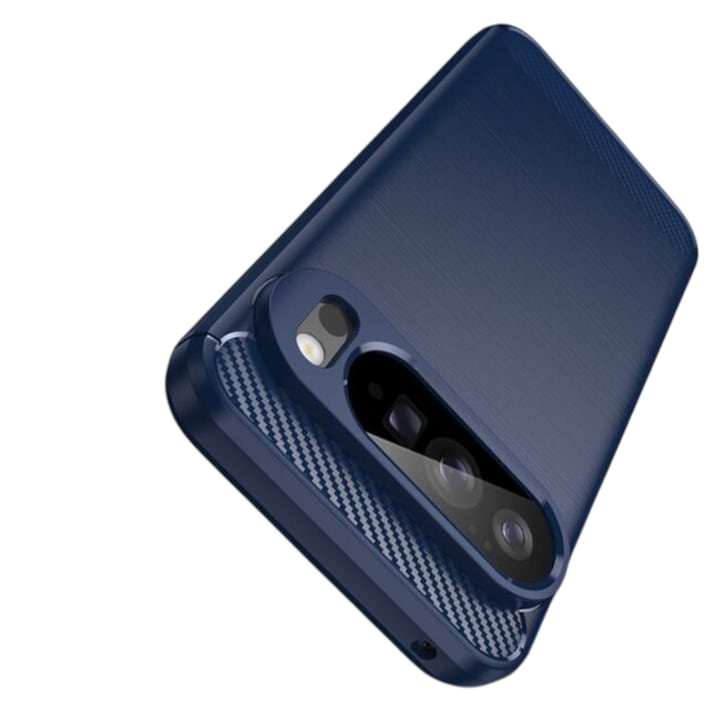 Karbon tok Google Pixel 10 Pro / Pixel 10 készülékhez, ütésálló, hosszú élettartamú szilikontok, kék