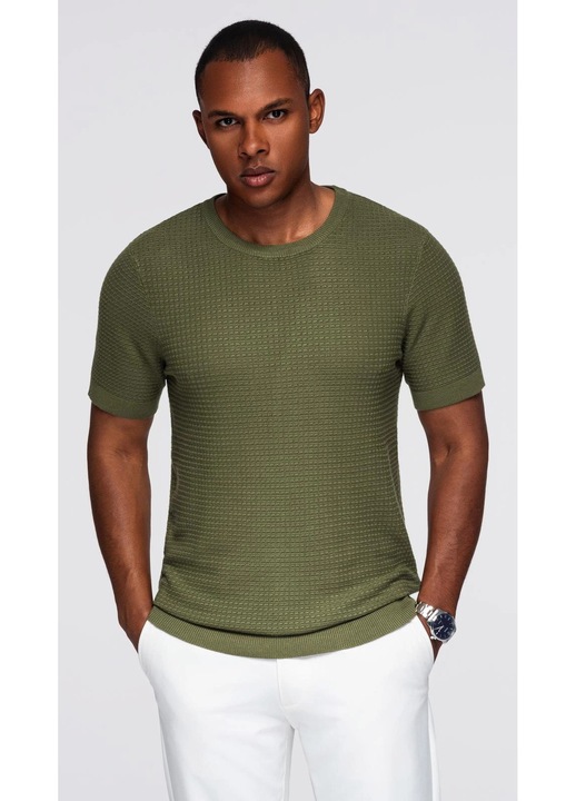 Jacheta matlasata lucioasă cu guler înalt OMBRE OM-JALP-0218, Kaki