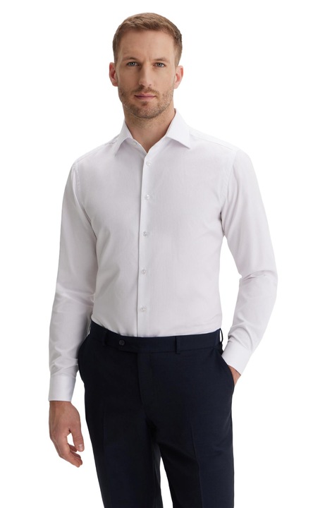 Camasa barbati cu guler italian VISTULA, slim fit, bumbac, alb, 44 EU