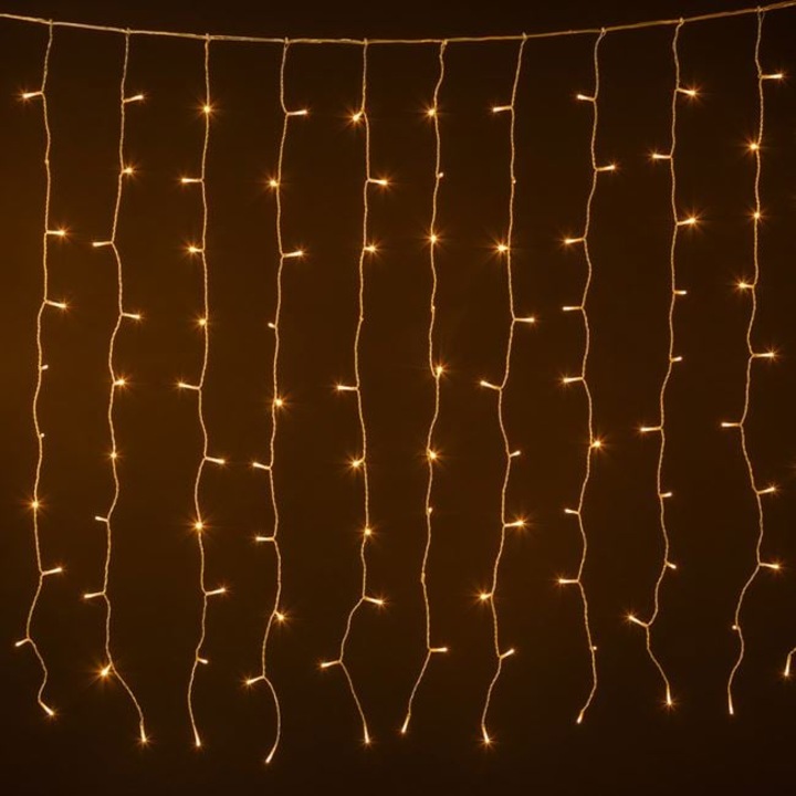 Instalatie perdea LED 200 becuri, 2, 13×1, 89 m, lumini ritmice + telecomanda, alb cald, interior/exterior. instalatie craciun