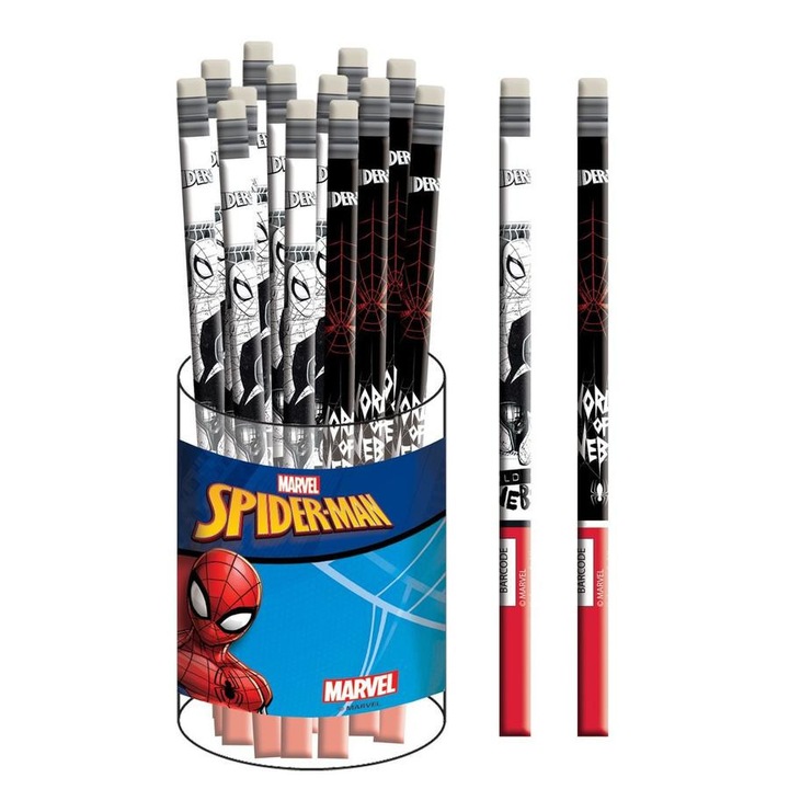 Creion grafit HB Spiderman World of Webs cu vârf de radieră