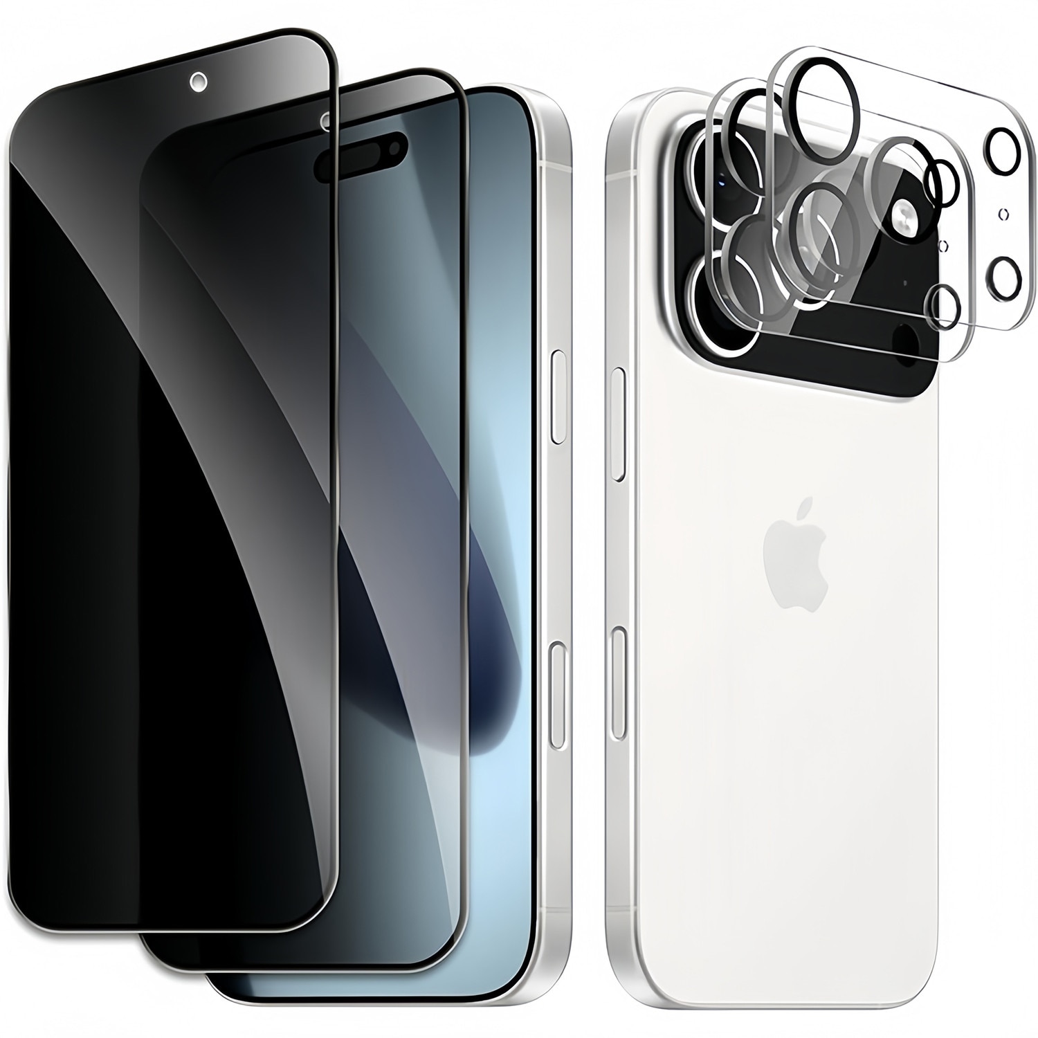 Folie protectie ecran din sticla temperata pentru iPhone 17 Pro Max, set 2 bucati, protectie camera, antisoc, Privacy