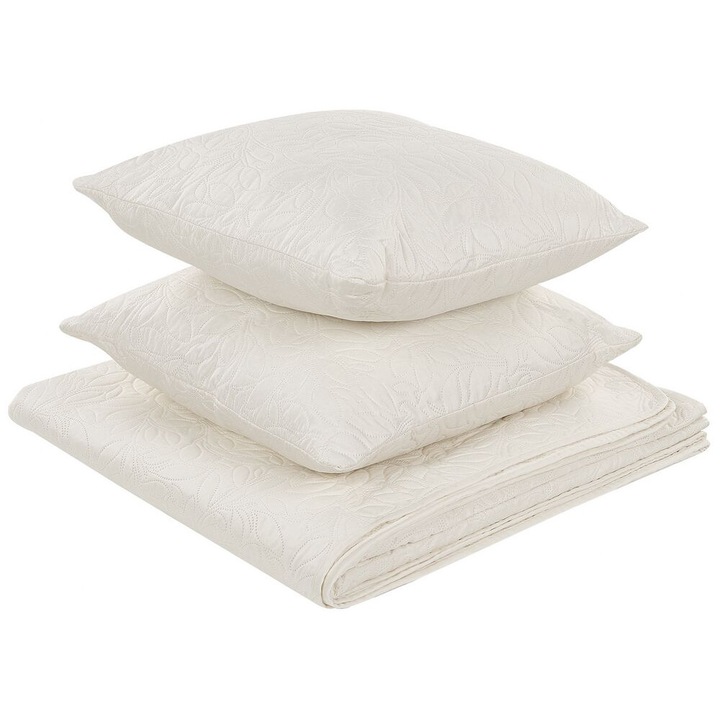 Cuvertură de pat cu 2 perne Beliani, bej, 160x220cm