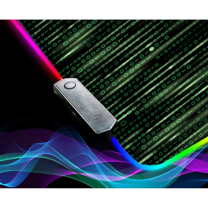 Mousepad Gaming, SUPERO, RGB, 14 moduri de iluminare, 80x30x0.4cm, verde-negru