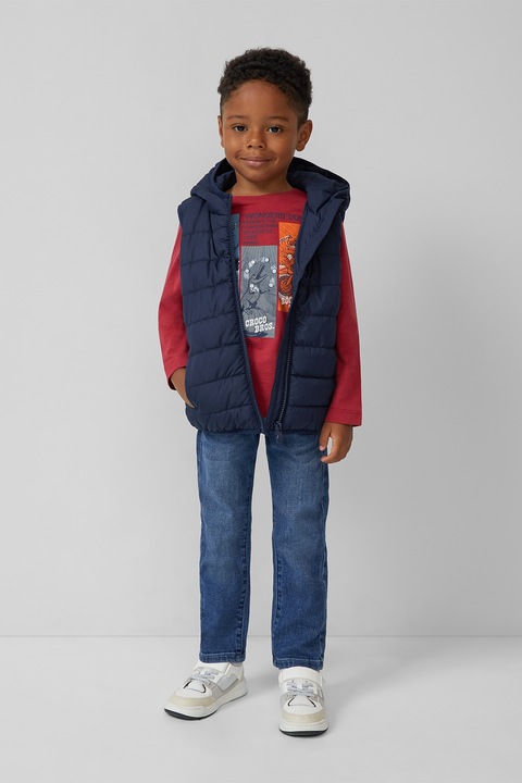 s.Oliver, Vesta matlasata cu gluga si fermoar, Bleumarin