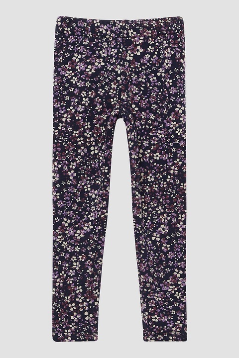 s.Oliver, Virágmintás polárleggings, Sötétkék/Halványlila