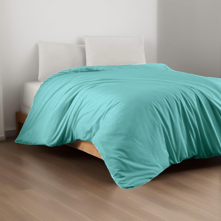 100% pamut szatén paplanhuzat, sima türkiz, 180 x 200 cm