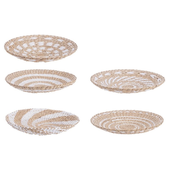 Set 5 tavi decorative iarba mare natur alba Islas Ø40 cm